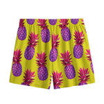 Purple EDM Pineapple Pattern Print Mesh Shorts