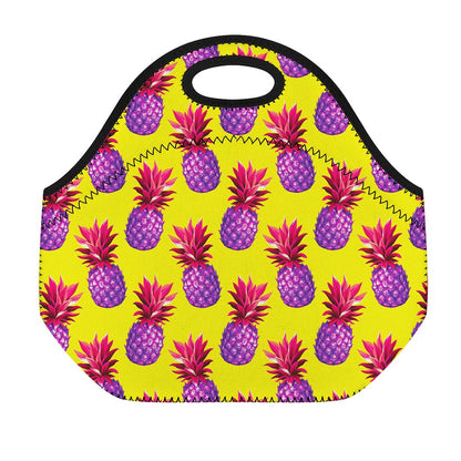 Purple EDM Pineapple Pattern Print Neoprene Lunch Bag