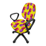 Purple EDM Pineapple Pattern Print Office Chair Cover