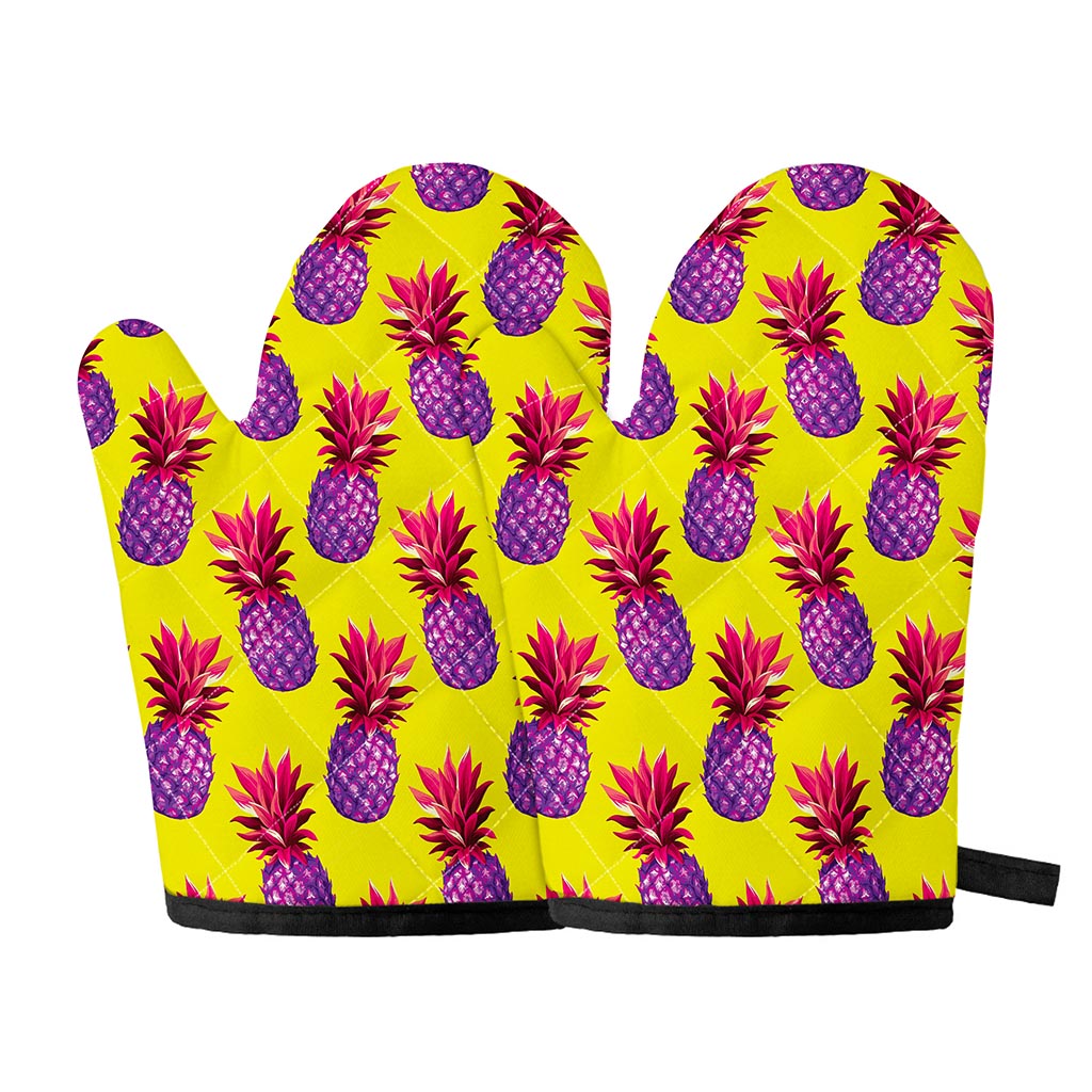 Purple EDM Pineapple Pattern Print Oven Mitts