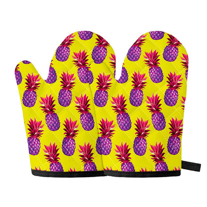 Purple EDM Pineapple Pattern Print Oven Mitts