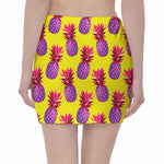 Purple EDM Pineapple Pattern Print Pencil Mini Skirt