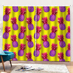 Purple EDM Pineapple Pattern Print Pencil Pleat Curtains