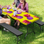 Purple EDM Pineapple Pattern Print Picnic Table Cover