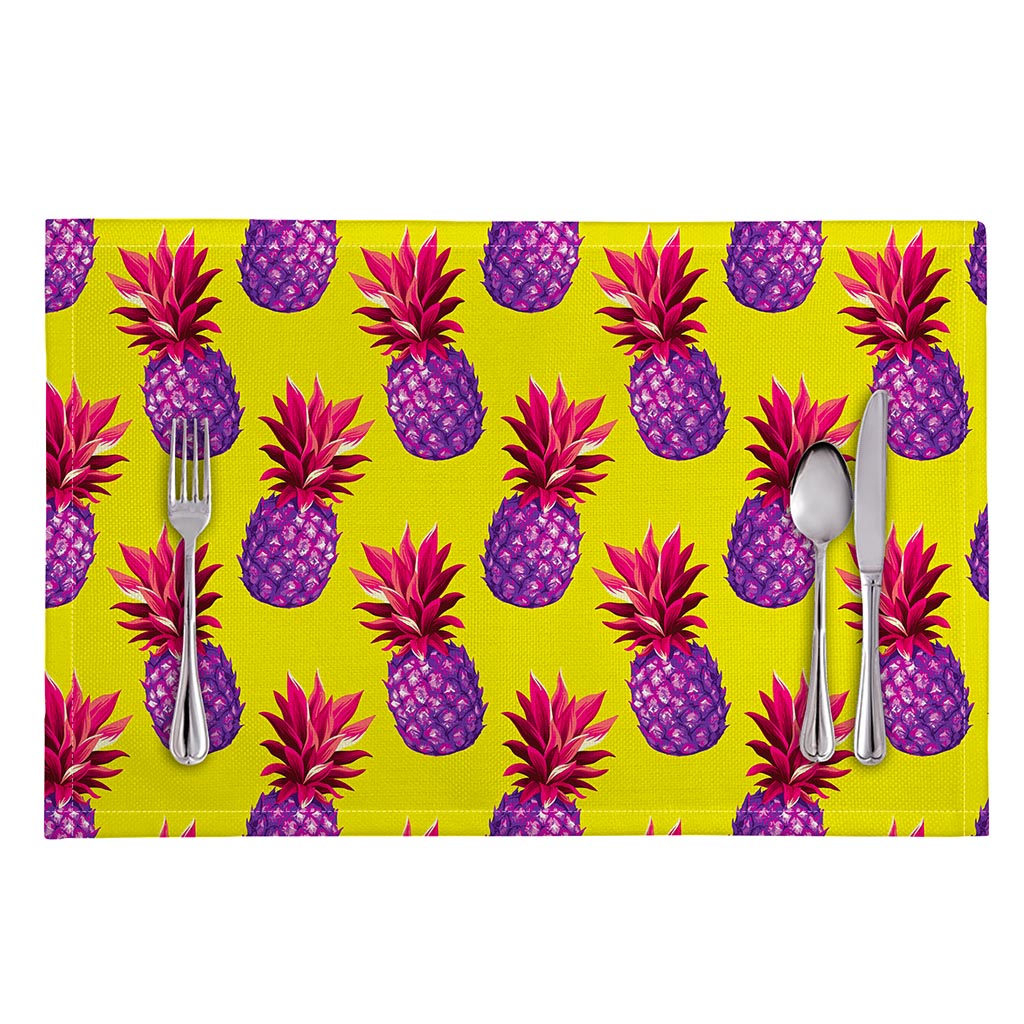 Purple EDM Pineapple Pattern Print Placemat