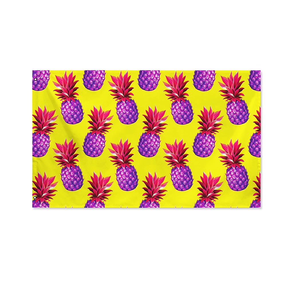 Purple EDM Pineapple Pattern Print Polyester Flag