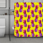 Purple EDM Pineapple Pattern Print Polyester Shower Curtain