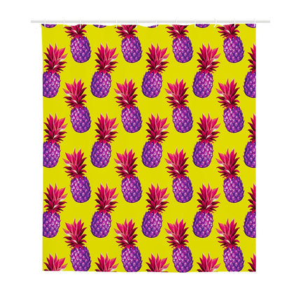 Purple EDM Pineapple Pattern Print Polyester Shower Curtain