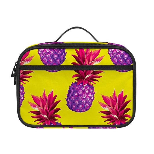 Purple EDM Pineapple Pattern Print Portable Lunch Bag