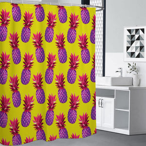 Purple EDM Pineapple Pattern Print Premium Shower Curtain