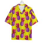 Purple EDM Pineapple Pattern Print Rayon Hawaiian Shirt