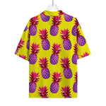 Purple EDM Pineapple Pattern Print Rayon Hawaiian Shirt