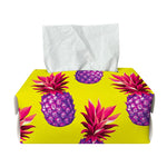 Purple EDM Pineapple Pattern Print Rectangle Tissue Box Cover