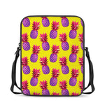 Purple EDM Pineapple Pattern Print Rectangular Crossbody Bag