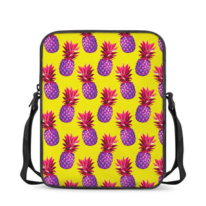 Purple EDM Pineapple Pattern Print Rectangular Crossbody Bag