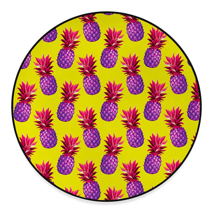 Purple EDM Pineapple Pattern Print Round Floor Mat