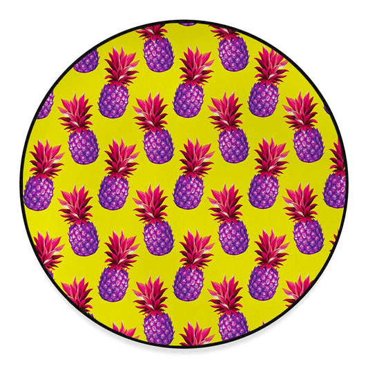 Purple EDM Pineapple Pattern Print Round Floor Mat