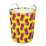 Purple EDM Pineapple Pattern Print Round Laundry Basket