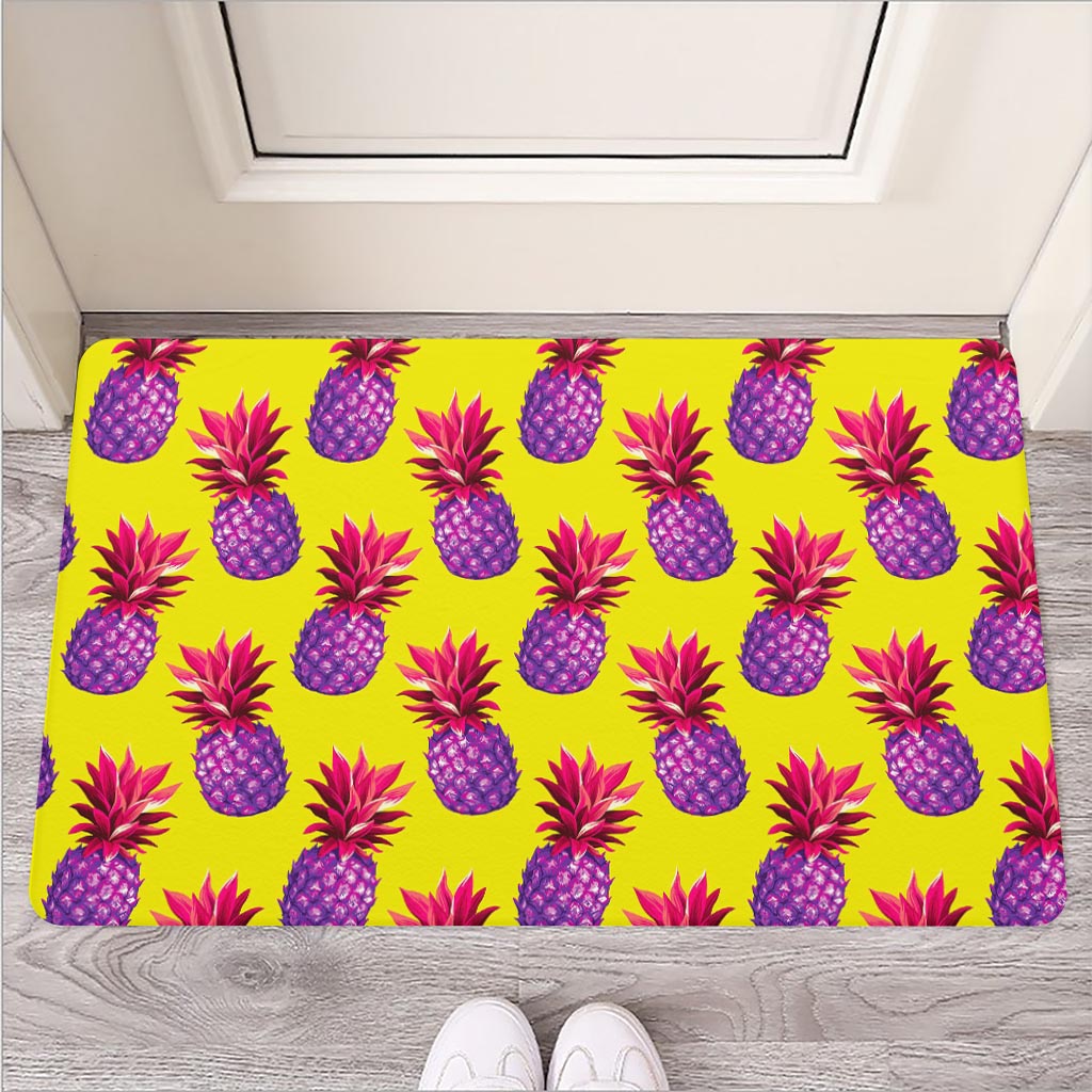 Purple EDM Pineapple Pattern Print Rubber Doormat