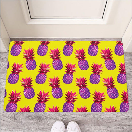 Purple EDM Pineapple Pattern Print Rubber Doormat