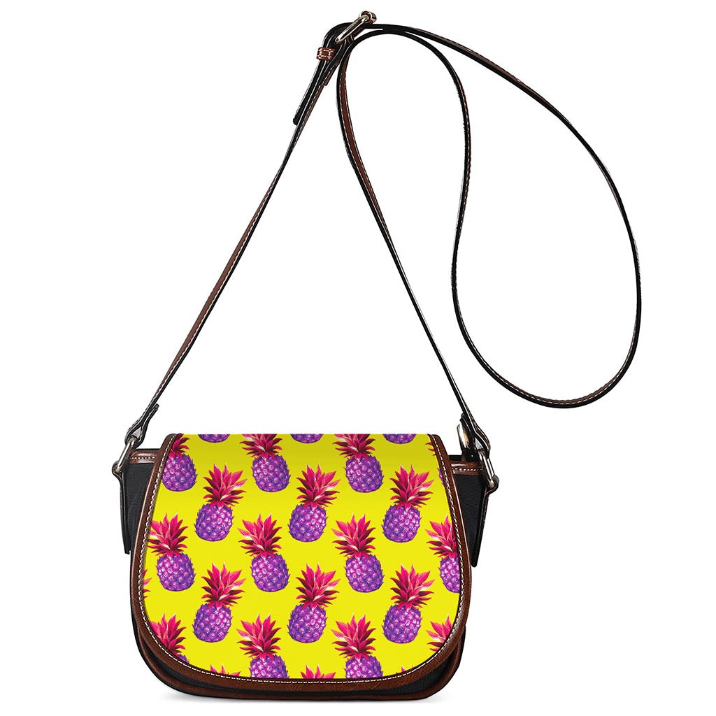 Purple EDM Pineapple Pattern Print Saddle Bag