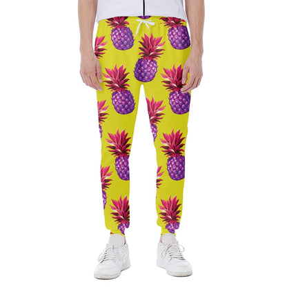 Purple EDM Pineapple Pattern Print Scuba Joggers