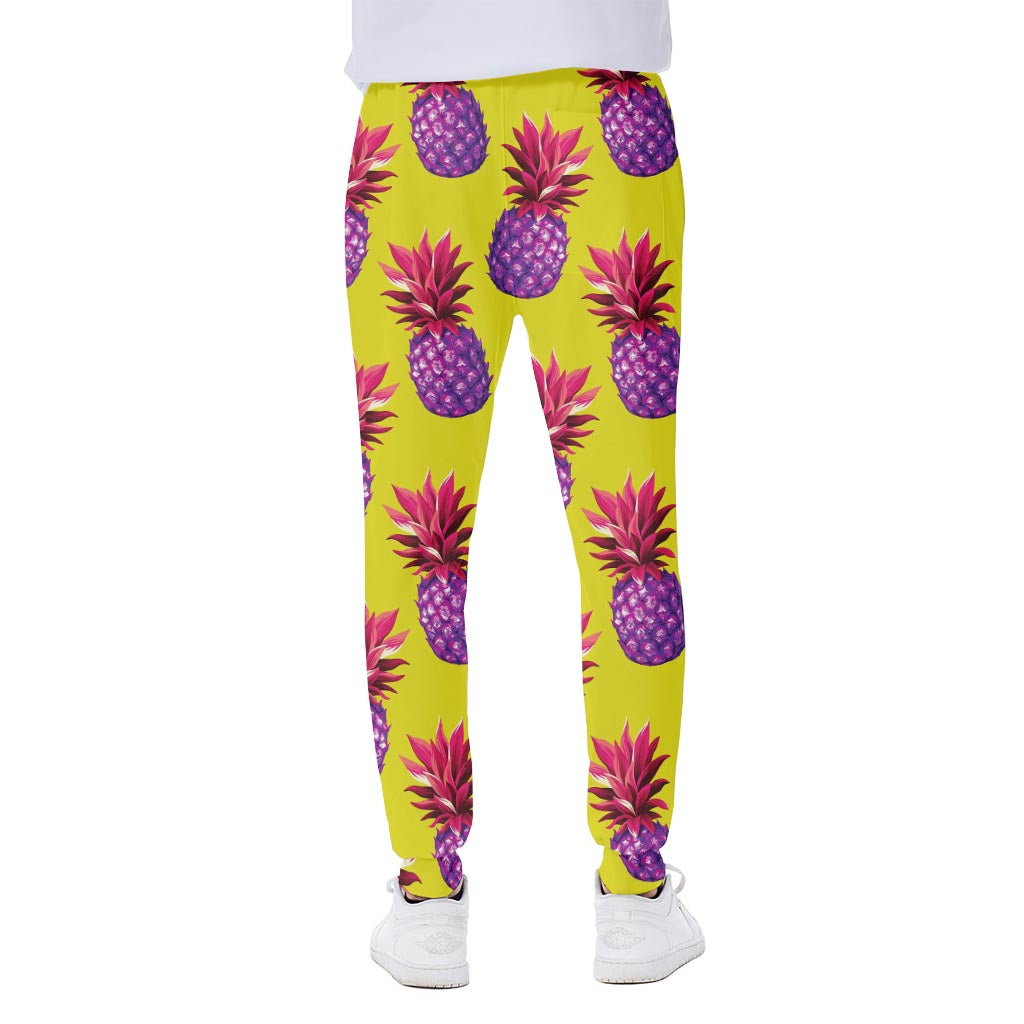 Purple EDM Pineapple Pattern Print Scuba Joggers