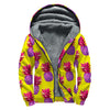 Purple EDM Pineapple Pattern Print Sherpa Lined Zip Up Hoodie