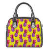 Purple EDM Pineapple Pattern Print Shoulder Handbag