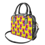 Purple EDM Pineapple Pattern Print Shoulder Handbag