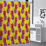 Purple EDM Pineapple Pattern Print Shower Curtain