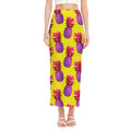 Purple EDM Pineapple Pattern Print Side Slit Maxi Skirt