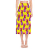 Purple EDM Pineapple Pattern Print Side Slit Midi Skirt