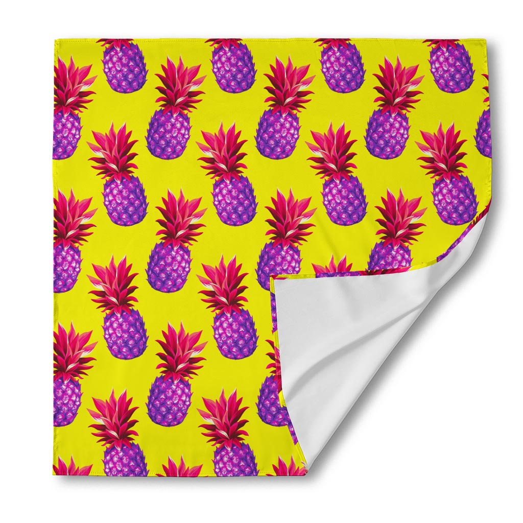 Purple EDM Pineapple Pattern Print Silk Bandana