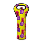Purple EDM Pineapple Pattern Print Single Neoprene Wine Tote