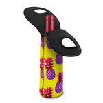 Purple EDM Pineapple Pattern Print Single Neoprene Wine Tote