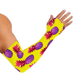 Purple EDM Pineapple Pattern Print Sun Protection Arm Sleeves