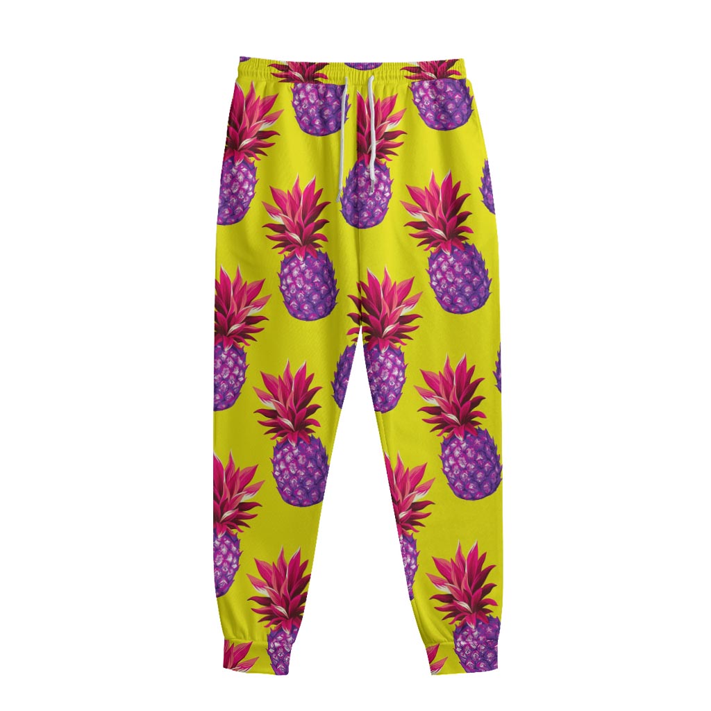 Purple EDM Pineapple Pattern Print Sweatpants