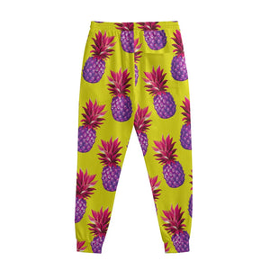 Purple EDM Pineapple Pattern Print Sweatpants