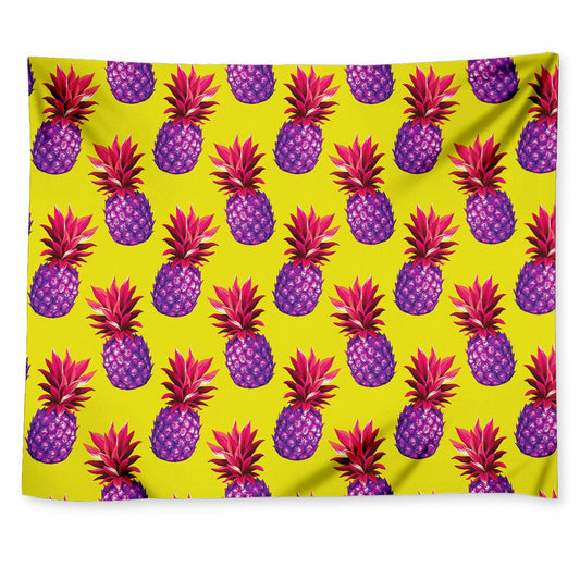 Purple EDM Pineapple Pattern Print Tapestry