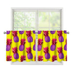 Purple EDM Pineapple Pattern Print Tier Curtains