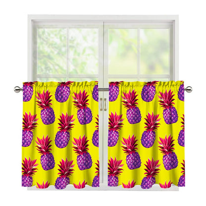 Purple EDM Pineapple Pattern Print Tier Curtains