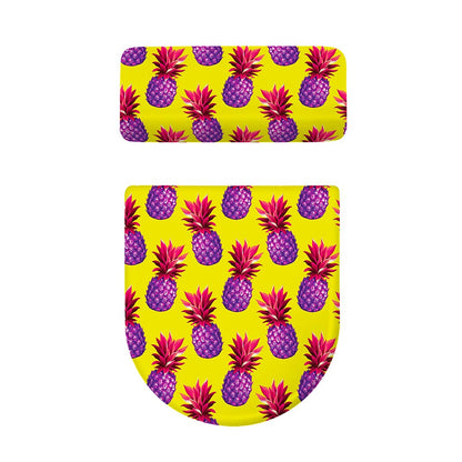 Purple EDM Pineapple Pattern Print Toilet Lid And Tank Cover Set