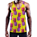 Purple EDM Pineapple Pattern Print Men's Workout Tank Top
