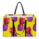 Purple EDM Pineapple Pattern Print Utility Tote Bag