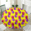 Purple EDM Pineapple Pattern Print Waterproof Round Tablecloth