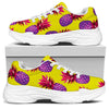 Purple EDM Pineapple Pattern Print White Chunky Shoes