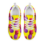 Purple EDM Pineapple Pattern Print White Running Shoes