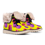 Purple EDM Pineapple Pattern Print Winter Boots