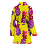 Purple EDM Pineapple Pattern Print Women's Bathrobe